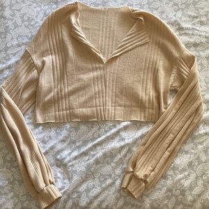 Shein light pink long sleeve crop top